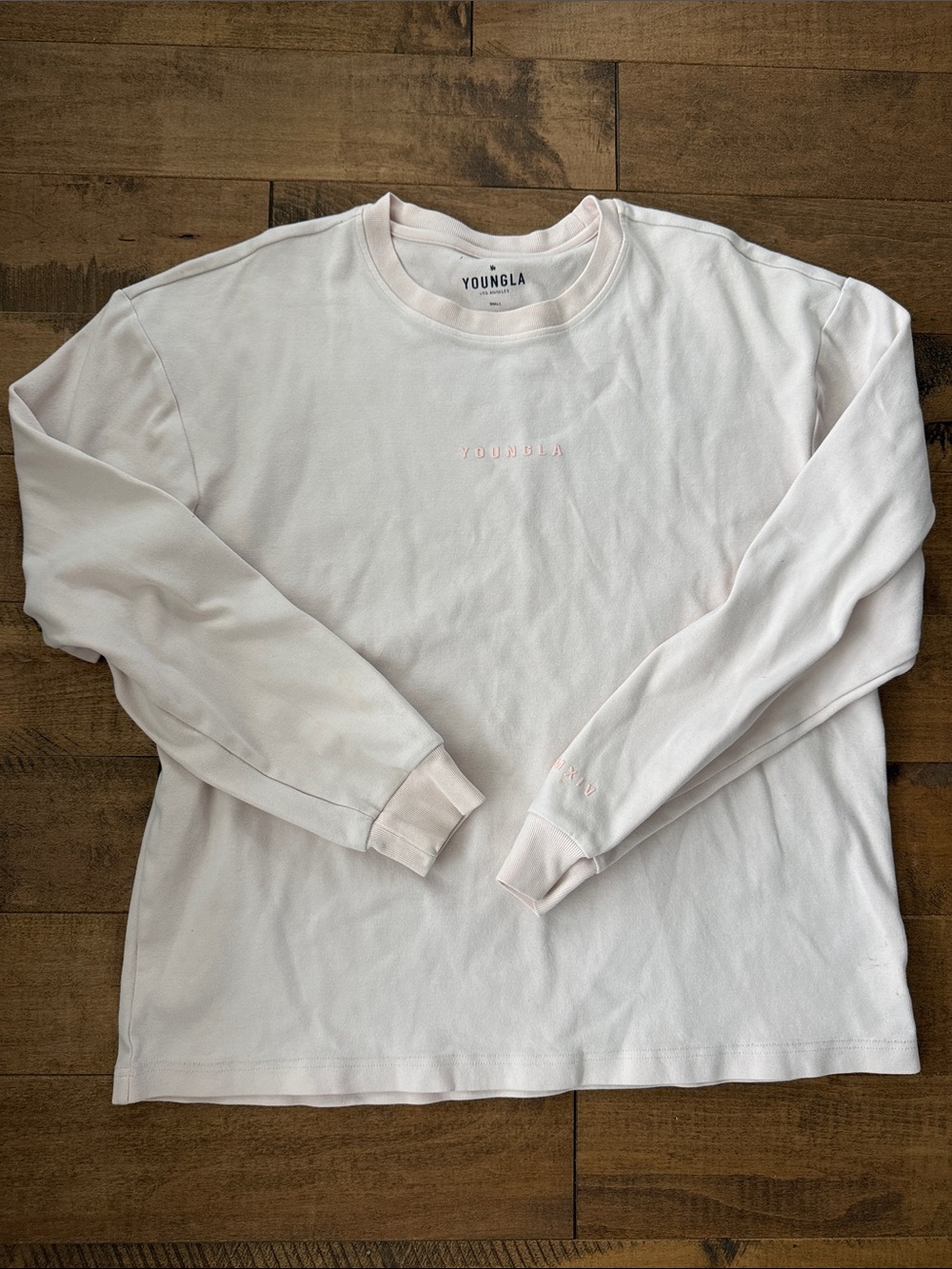 YoungLA Men's Long-Sleeve Crewneck Shirt in Pale Pink